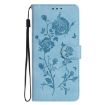 Samsung Galaxy F06 Sky Blue Rose Embossing Leather Phone Case - 2