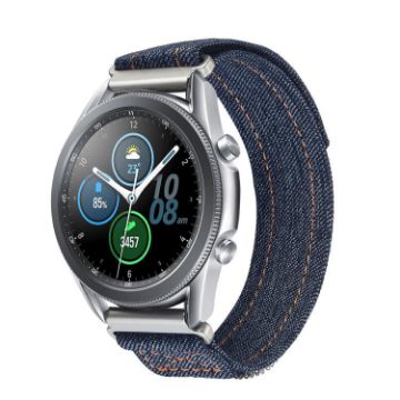 Kalebol 18mm Nylon Loop Fastener Denim Watch Band - Dark Grey - 1