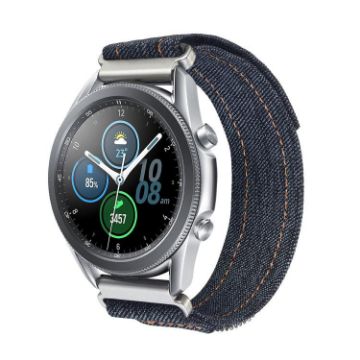 Kalebol 20mm Universal Nylon Loop Fastener Denim Watch Band Black - 1