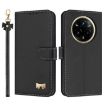 Realme 14 Pro 5G Black Metal Bow Leather Case with Hand Strap - 1