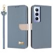 Realme C65 4G Global Leather Phone Case with Hand Strap - Light Blue - 1