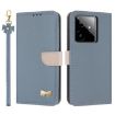 Realme GT7 5G Light Blue Leather Phone Case with Hand Strap - 1