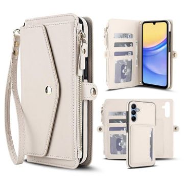 Samsung Galaxy A36 5G Wallet Detachable Leather Case with Lanyard White - 1