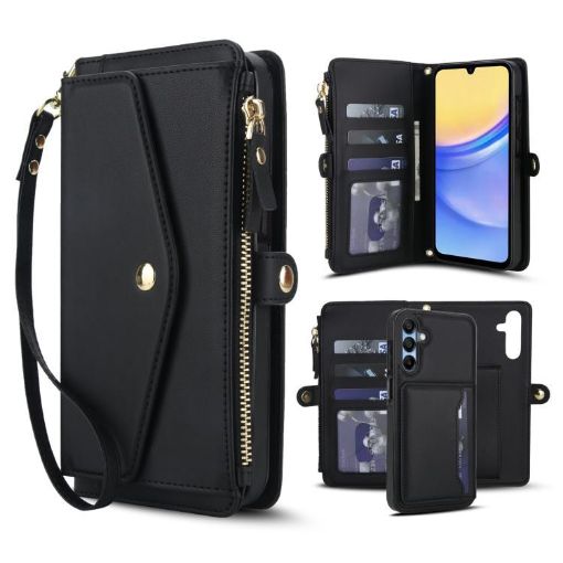 Samsung Galaxy A36 5G Wallet Detachable Leather Phone Case Black - 1