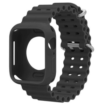 Apple Watch Series 10 42mm Black Ocean Silicone Band & Case - 1