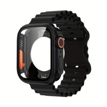 Apple Watch Series 10 46mm Black Silicone Band with PC Case - 1