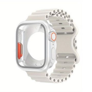 Apple Watch 40mm/41mm Ocean Silicone Band with PC Case - White - 1