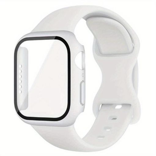 Apple Watch Series 10 42mm Silicone Band & Case - White - 1