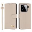 Xiaomi 15 Apricot Leather Phone Case with Metal Bow & Hand Strap - 1