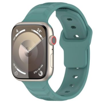 Apple Watch Band 46/49/45/44mm Silicone Reverse Buckle Pine Needle Green - 1