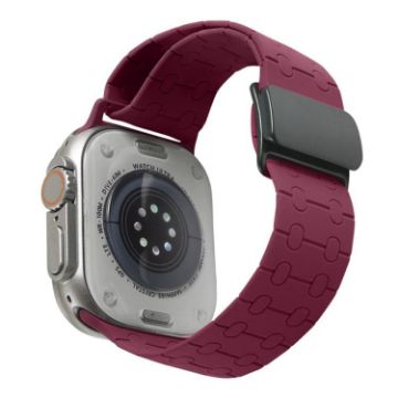 Magnetic Buckle Silicone Band for Apple Watch 42/41/40/38mm - Wine Red - 1