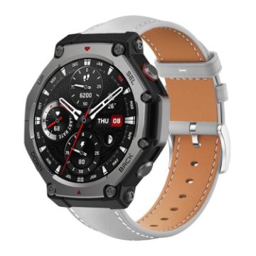 Amazfit T-Rex 3 22mm Black Shark Leather Watch Band Grey - 1