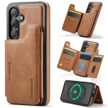 Samsung Galaxy S25 5G DG.MING MagSafe RFID Card Phone Case Brown - 1