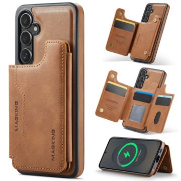 Samsung Galaxy S25+ 5G DG.MING MagSafe RFID Card Phone Case Brown - 1
