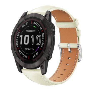 Garmin Fenix 8/7X/6X/5X Leather Watch Band 26mm 22mm Creamy White - 1