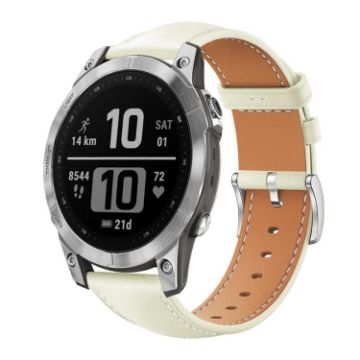 Garmin Fenix 8/7/6/5 Leather Watch Band 22mm 20mm Creamy White - 1