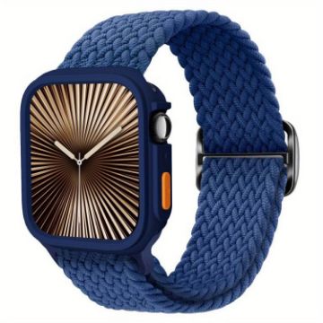 Apple Watch 40mm/41mm Nylon Band & TPU Case - Dark Blue Ladder Buckle - 1