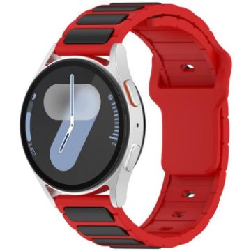 18mm I-Shaped Dual Color Silicone Watch Band - Red Black - 1
