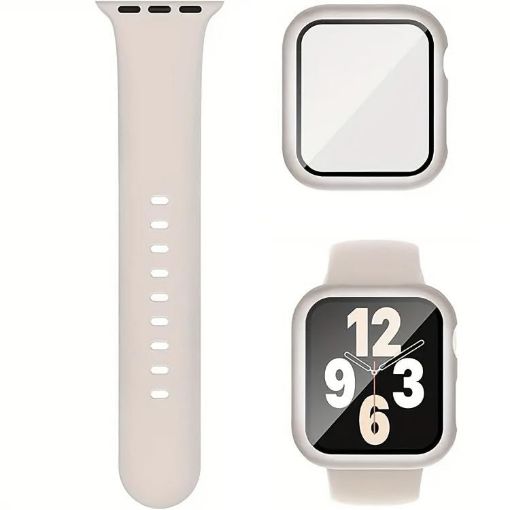 Apple Watch Series 10 46mm Silicone Band & Case - Starlight - 1