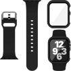 Apple Watch 44mm/45mm Silicone Band & PC Case with Film - Black - 1