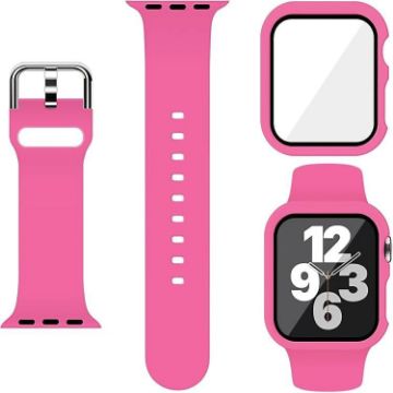 Apple Watch Ultra 2/1 49mm Rose Red Silicone Band with PC Case - 1