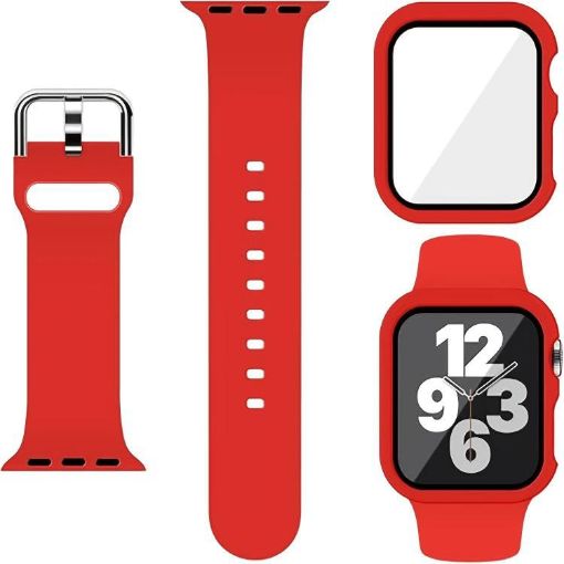 Apple Watch Ultra 2/1 49mm Red Silicone Band & PC Case with Film - 1