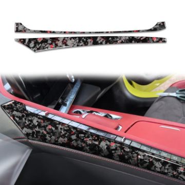 Gold Foil Carbon Fiber Console Stickers for Corvette C8 2020+, Red - 1