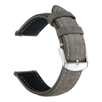 18mm Grey Retro Crazy Horse Texture Leather Watch Band - 1