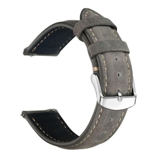 18mm Grey Retro Crazy Horse Texture Leather Watch Band - 1