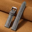 18mm Grey Retro Crazy Horse Texture Leather Watch Band - 2