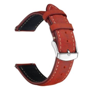 22mm Red Retro Crazy Horse Leather Watch Band xDfind - 1