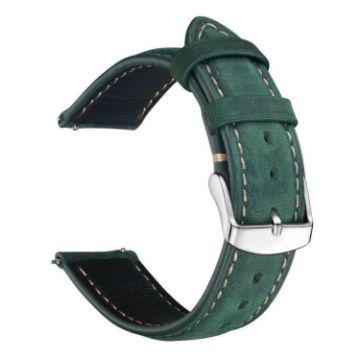 22mm Green Retro Crazy Horse Leather Watch Band xDfind - 1