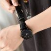 18mm Bamboo Texture Pin Buckle Leather Watch Band - Black - 6