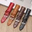 22mm Red Bamboo Texture Leather Watch Band with Pin Buckle - 3