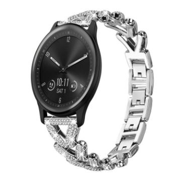 20mm Silver Diamond Metal Watch Band for Garmin Vivomove Sport/Vivoactive 5/3 - 1
