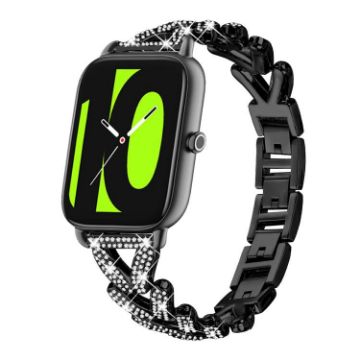 20mm Black Diamond Metal Watch Band for Xiaomi Haylou RS4 Plus LS11/LS12 - 1